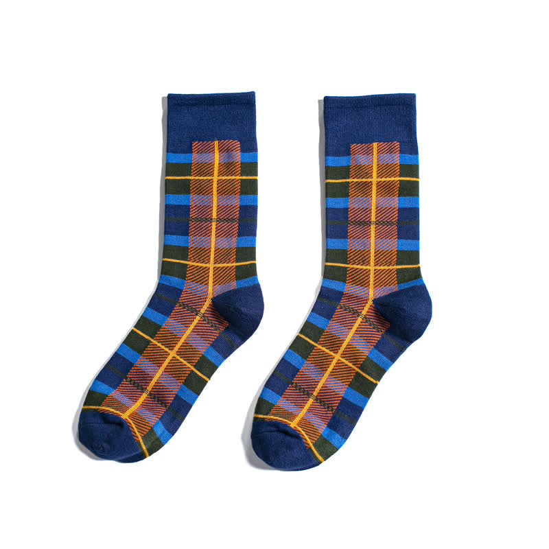 Men's Leisure Lattice Plaid Crew Socks