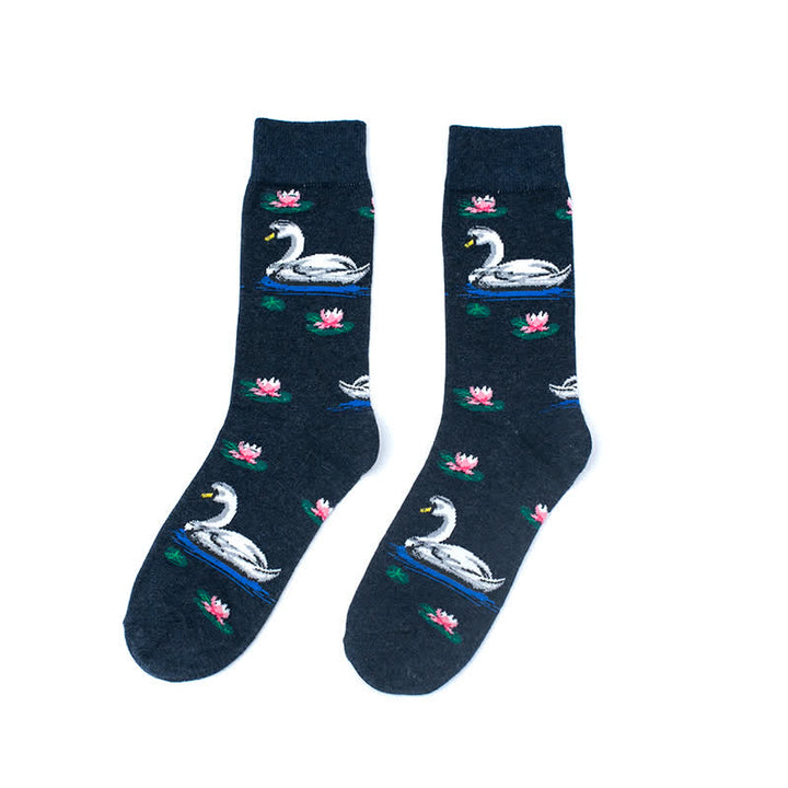 Men's Funky Swimming Swan Crew Socks