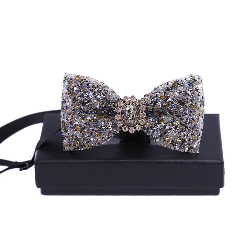 Men's Bright Beads Stone Rhinestone Bow Tie