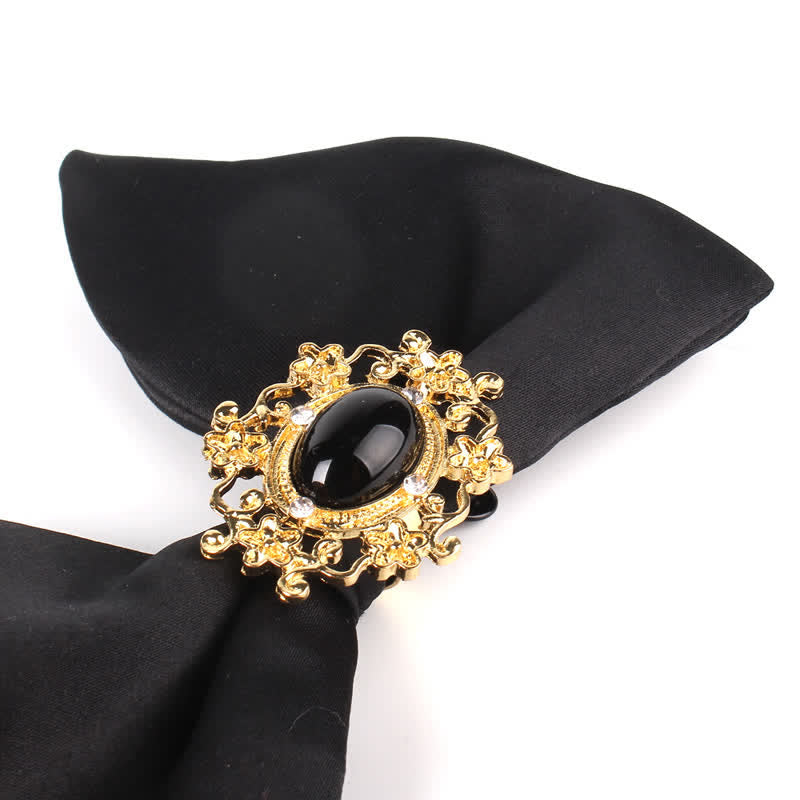 Men's Black Butterfly Rhinestone Oversized Pointed Bow Tie