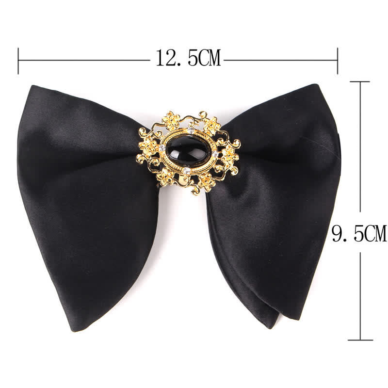 Men's Black Butterfly Rhinestone Oversized Pointed Bow Tie