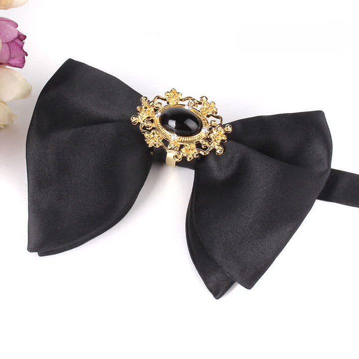 Men's Black Butterfly Rhinestone Oversized Pointed Bow Tie