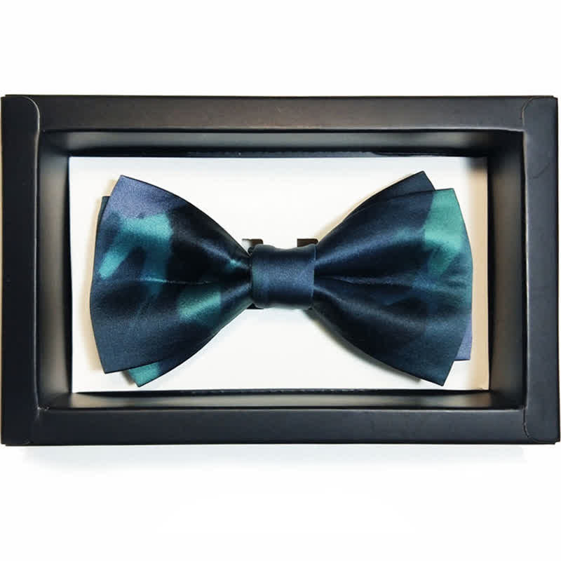 Men's Fancy Midnight Dark Green Bow Tie