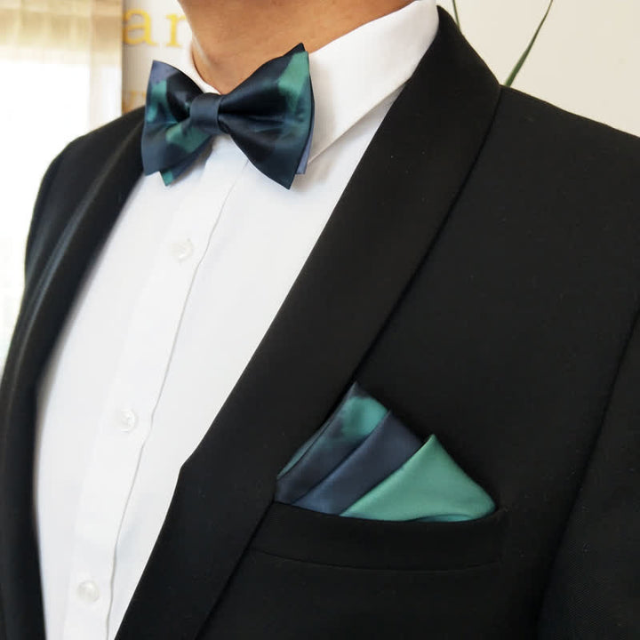 Men's Fancy Midnight Dark Green Bow Tie