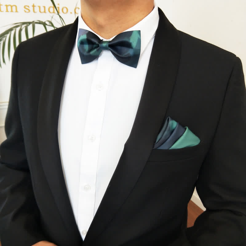 Men's Fancy Midnight Dark Green Bow Tie