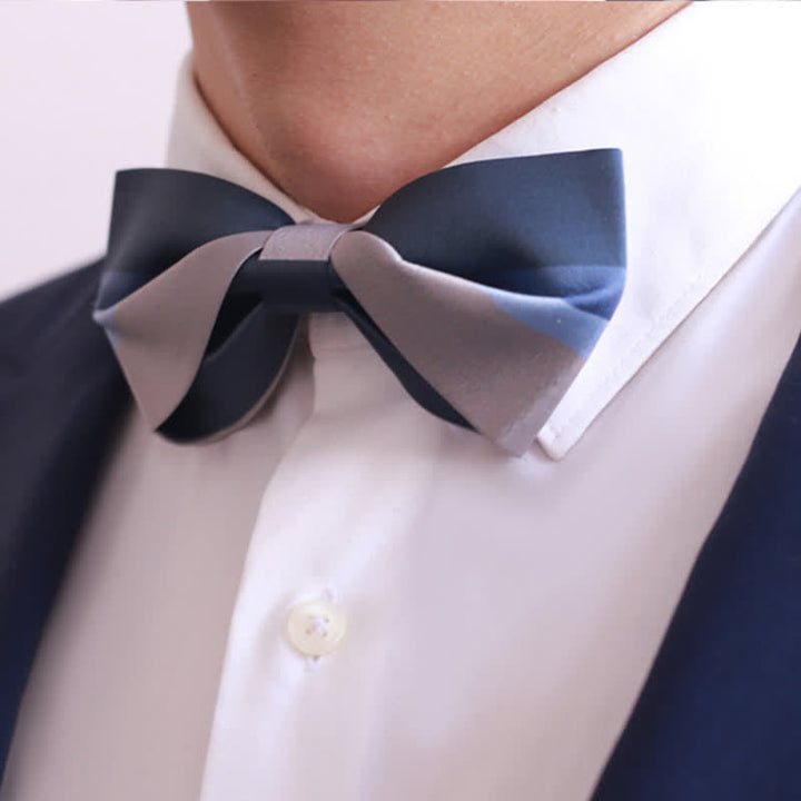 Men's Contrast Color Navy & Silver Gray Bow Tie