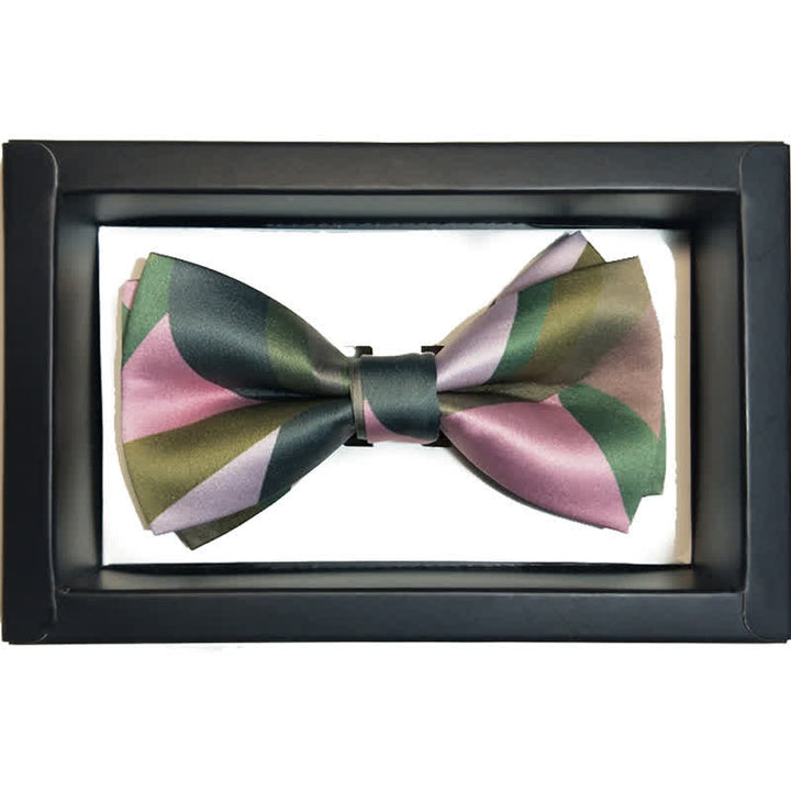 Men's Forest Green & Pink Double Layered Bow Tie