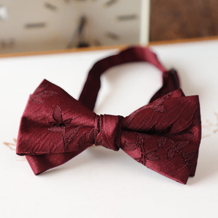 Men's Vintage Dark Red Series Floral Bow Tie