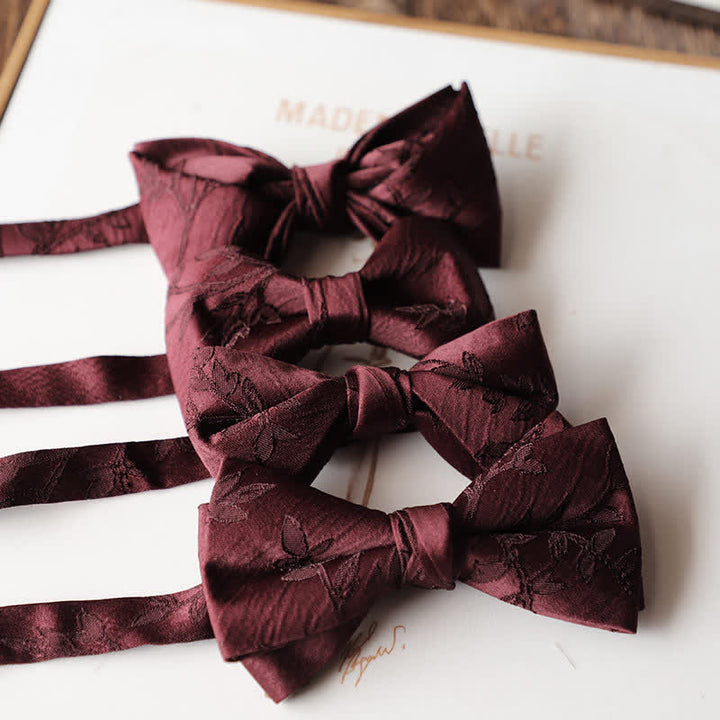 Men's Vintage Dark Red Series Floral Bow Tie