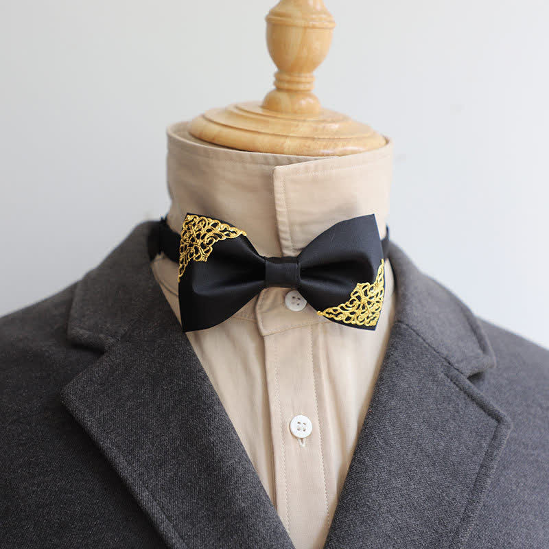 Men's Hollow Gold Metal Decor Bow Tie