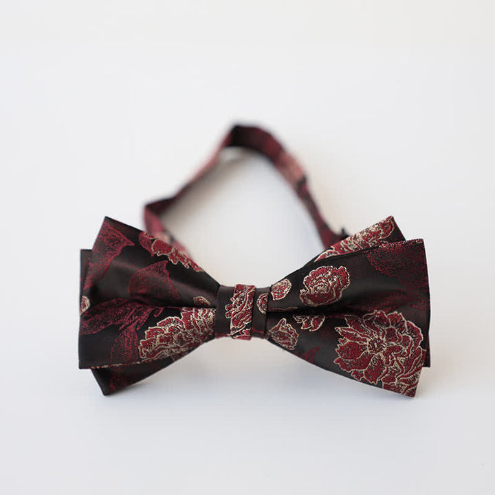 Men's Retro Floral Double Layers Bow Tie