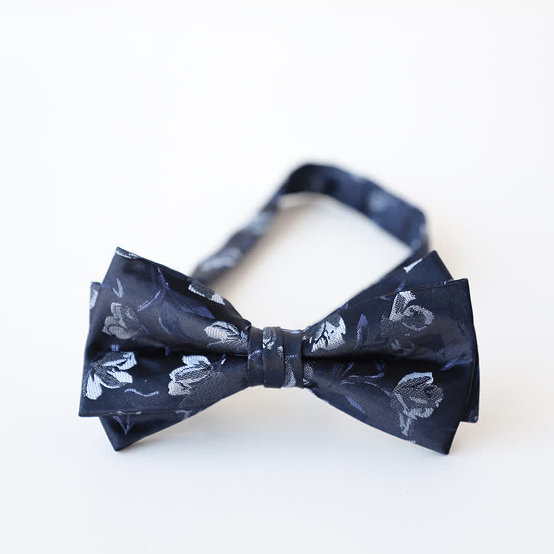 Men's Retro Floral Double Layers Bow Tie