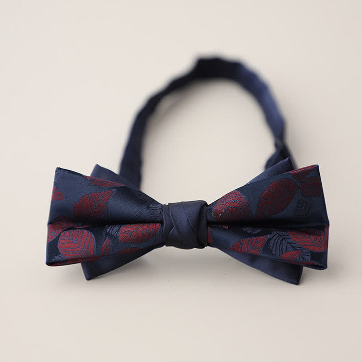 Men's Double Layers Striped Floral Colored Bow Tie