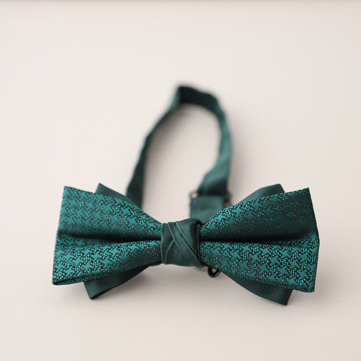 Men's Double Layers Striped Floral Colored Bow Tie