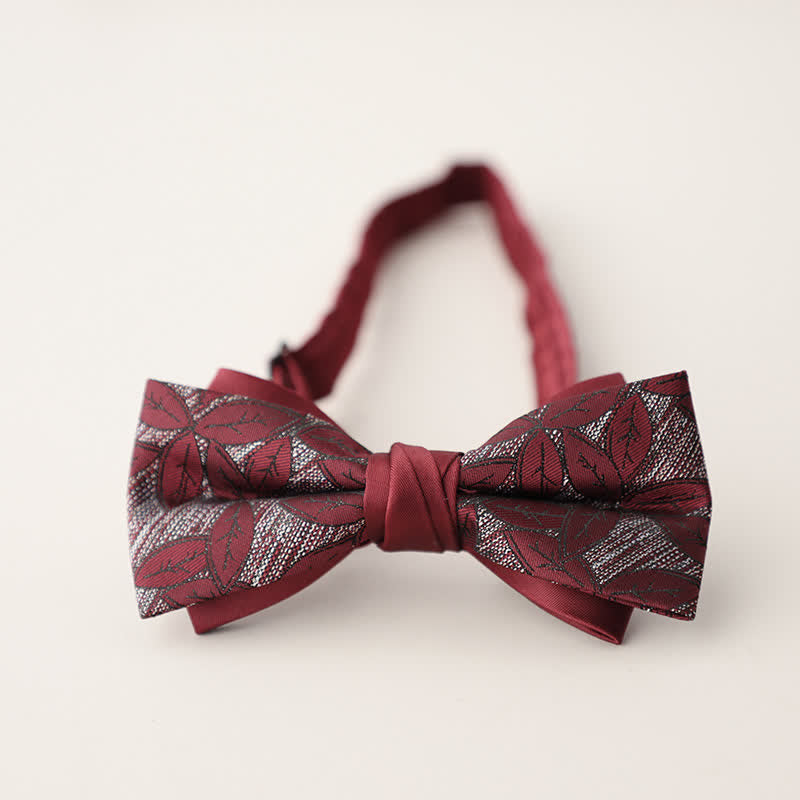 Men's Double Layers Striped Floral Colored Bow Tie