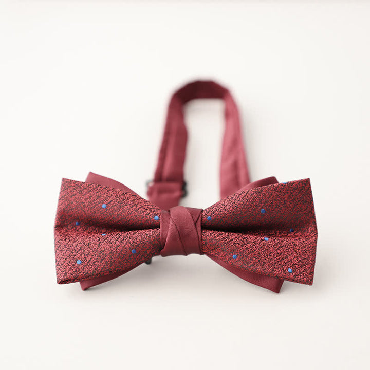 Men's Double Layers Striped Floral Colored Bow Tie