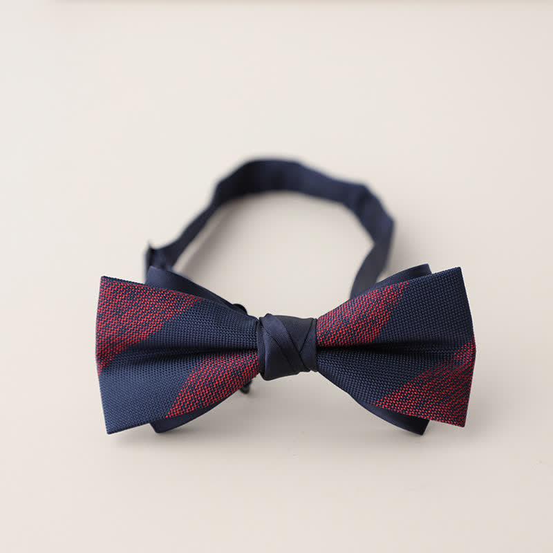 Men's Double Layers Striped Floral Colored Bow Tie