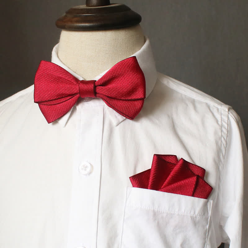 2Pcs Kid's Solid Color Folded Shape Bow Tie Set