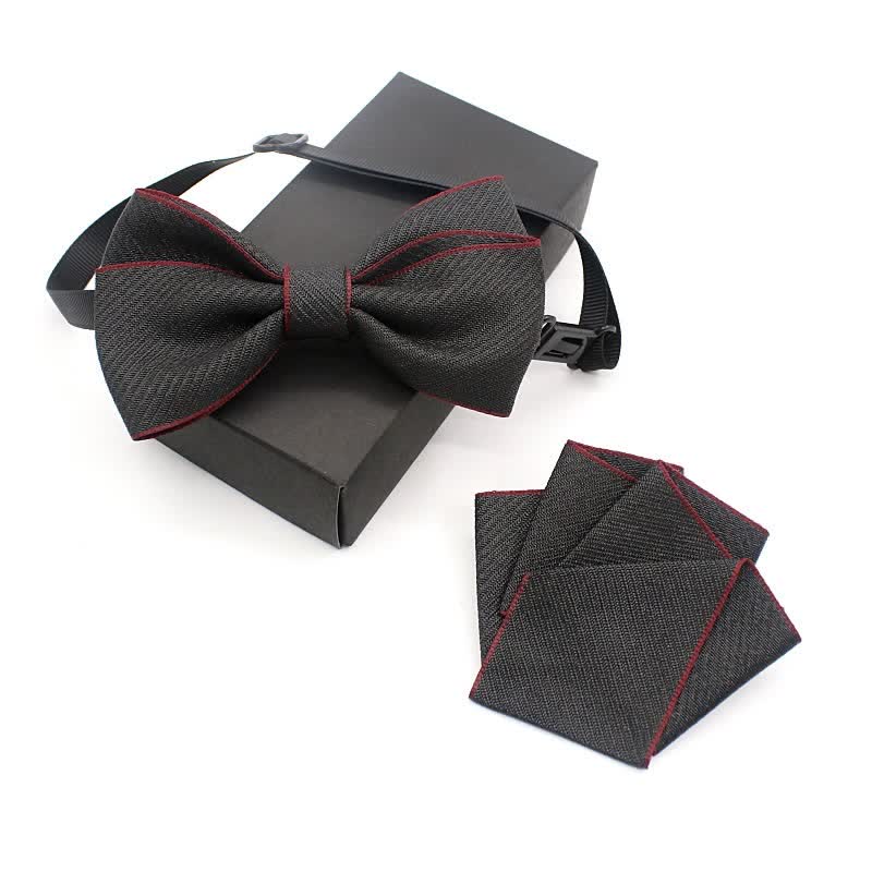 2Pcs Kid's Solid Color Folded Shape Bow Tie Set