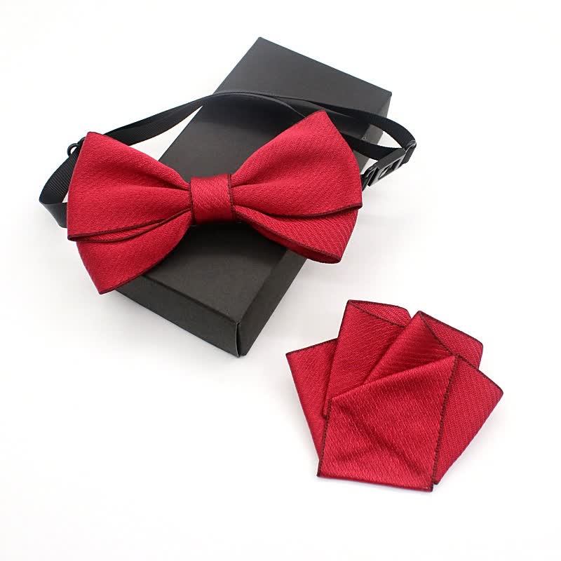 2Pcs Kid's Solid Color Folded Shape Bow Tie Set