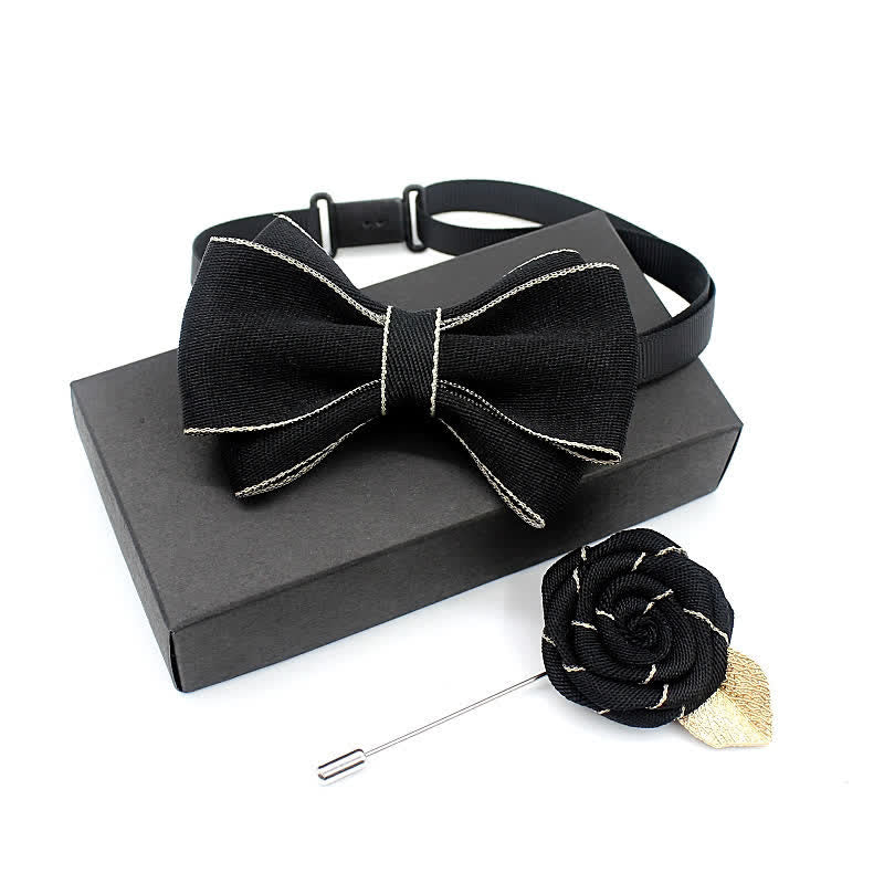 2Pcs Kid's Little Gentleman Multilayer Corsage Bow Tie Set