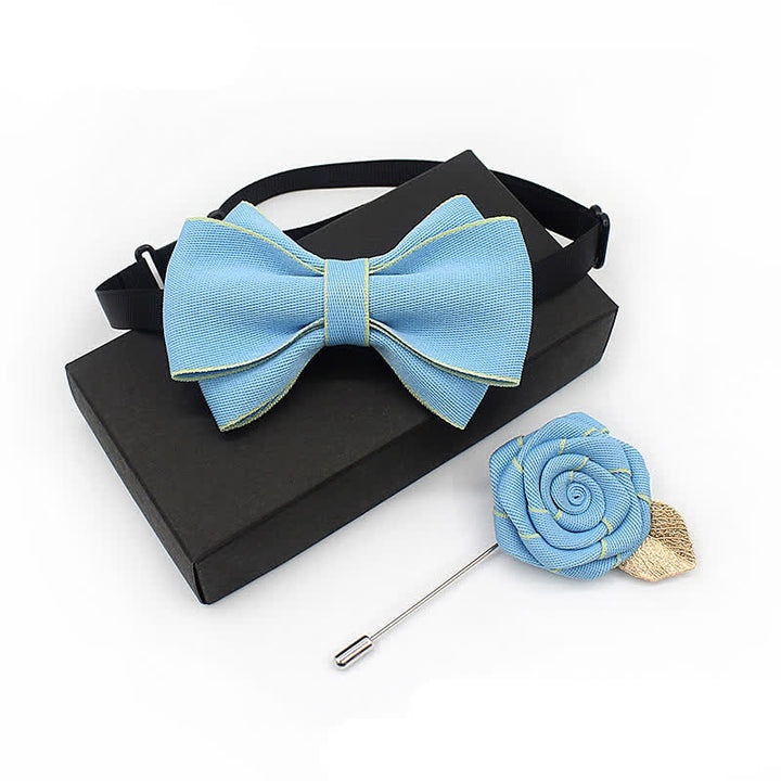 2Pcs Kid's Little Gentleman Multilayer Corsage Bow Tie Set