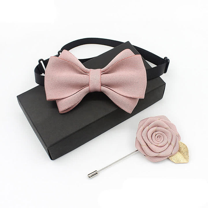 2Pcs Kid's Little Gentleman Multilayer Corsage Bow Tie Set