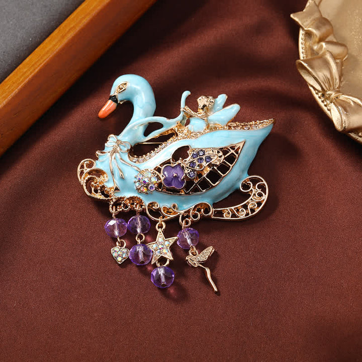 Women's Fairy Swan Tassels Hollow Brooch