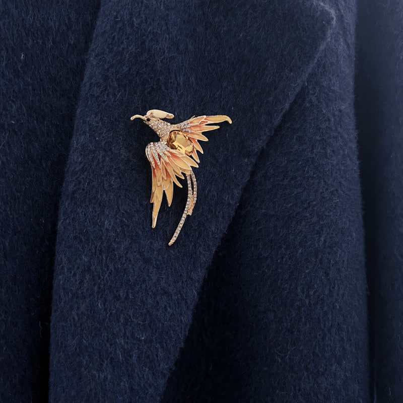 Women's Enamel Flying Phoenix Crystal Brooch