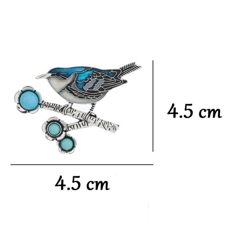 Women's Blue Imitation Turquoise Magpie Brooch