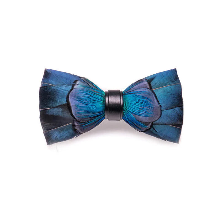 Kid's Cascading Navy Feather Bow Tie with Lapel Pin