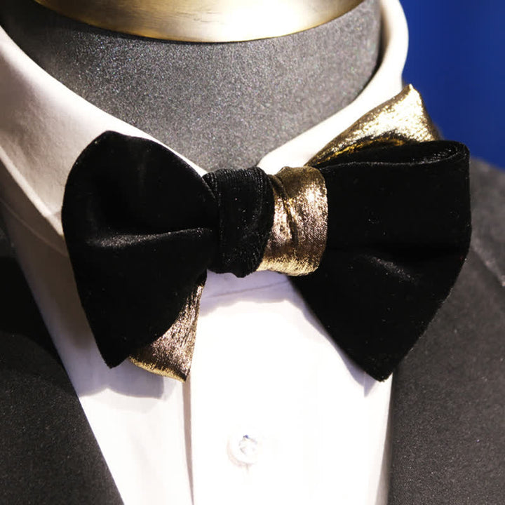 Men's Contrasting Double Colored Shining Velvet Bow Tie