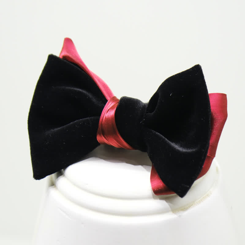 Men's Contrasting Double Colored Shining Velvet Bow Tie