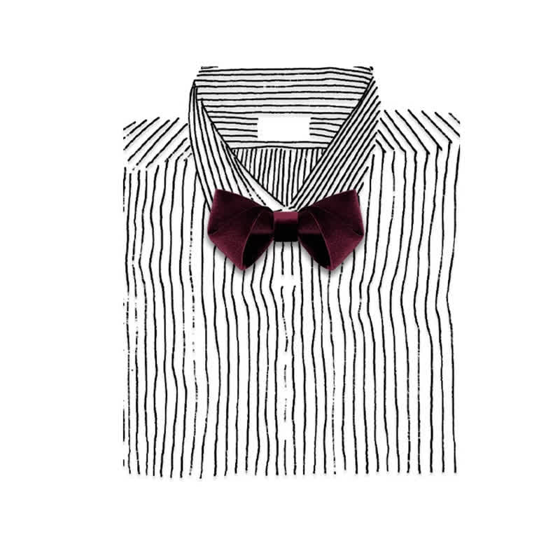 Men's Dark Red Series Solid Color Velvet Bow Tie