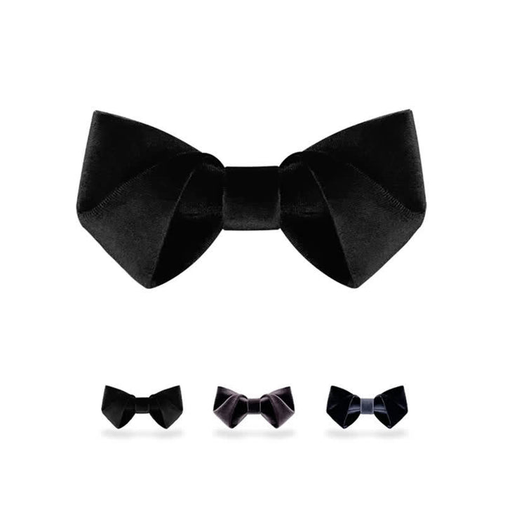 Men's Black Night Series Solid Color Velvet Bow Tie