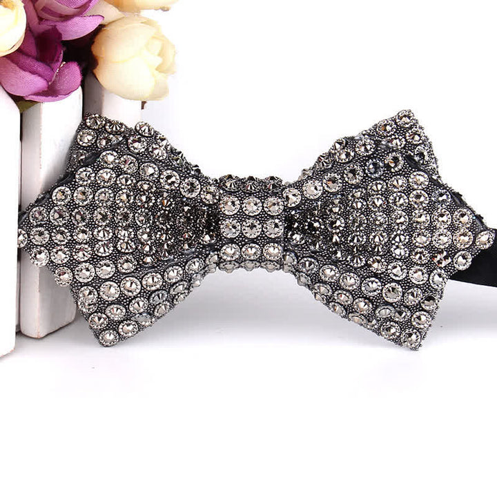 Men's Colorful Rhinestones Sequin Shining Pointed Bow Tie