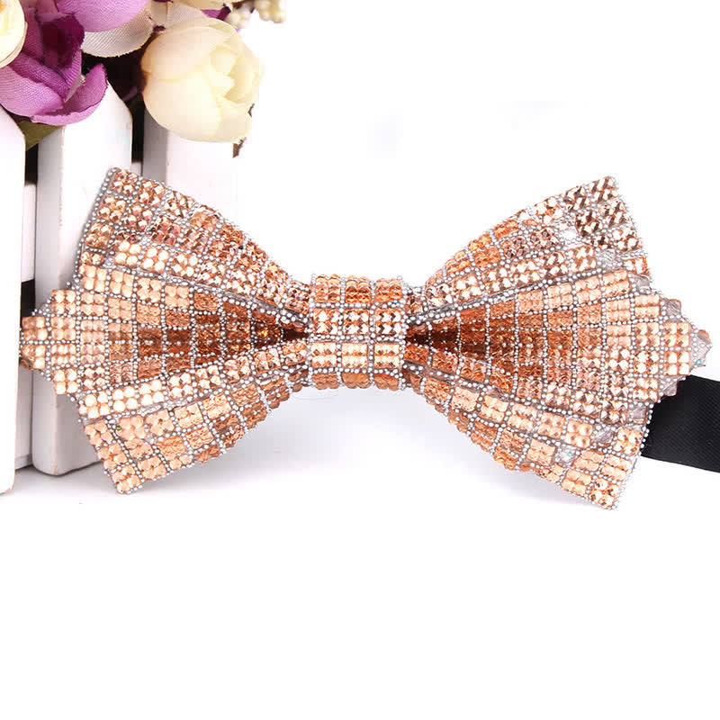 Men's Colorful Rhinestones Sequin Shining Pointed Bow Tie