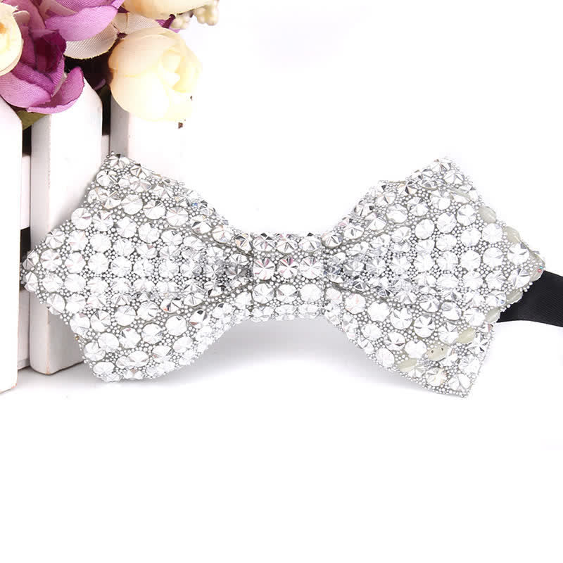 Men's Colorful Rhinestones Sequin Shining Pointed Bow Tie