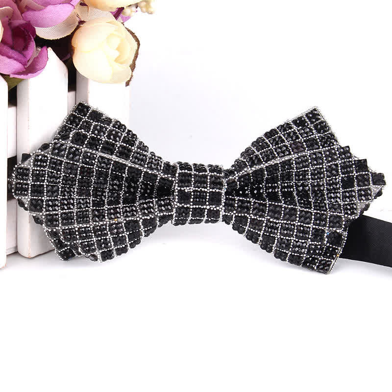 Men's Colorful Rhinestones Sequin Shining Pointed Bow Tie