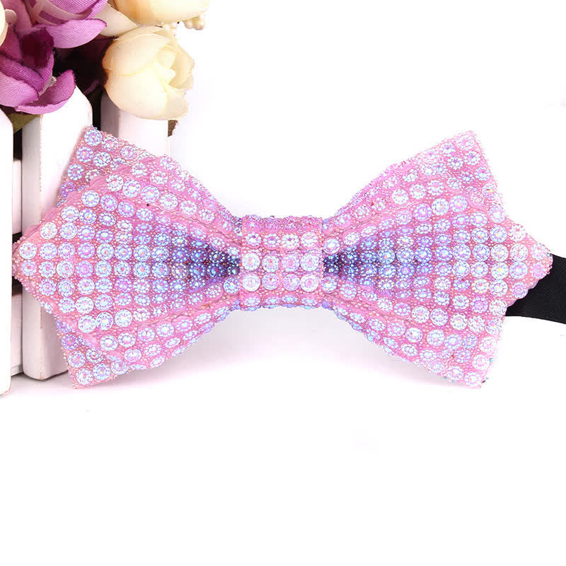 Men's Colorful Rhinestones Sequin Shining Pointed Bow Tie