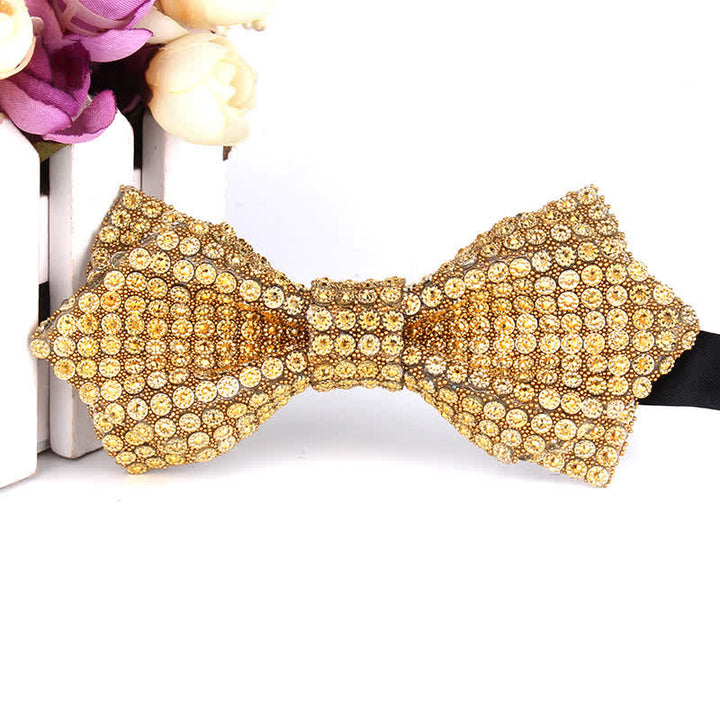 Men's Colorful Rhinestones Sequin Shining Pointed Bow Tie