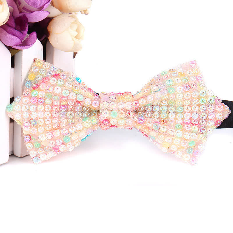 Men's Colorful Rhinestones Sequin Shining Pointed Bow Tie