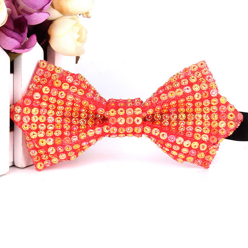 Men's Colorful Rhinestones Sequin Shining Pointed Bow Tie