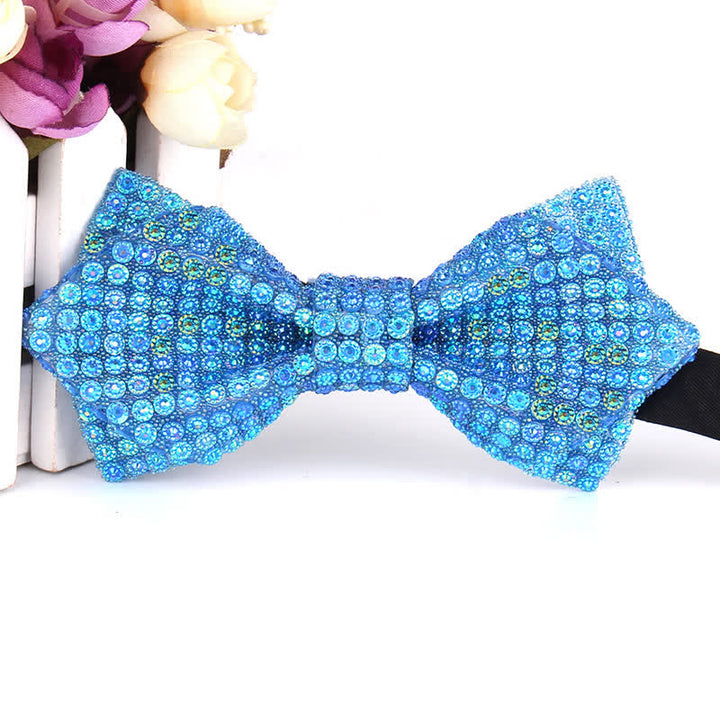 Men's Colorful Rhinestones Sequin Shining Pointed Bow Tie