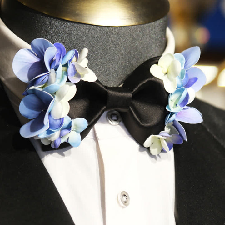 Men's Garden Violet & White Artificial Flower Bow Tie