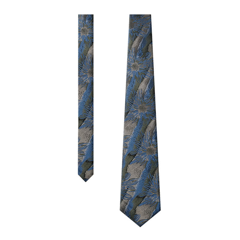 Men's Fabulous Gray & Blue Floral Vintage Necktie