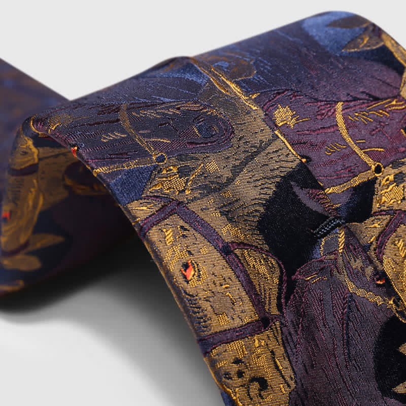 Men's Purple & Goldenrod Horse Jacquard Necktie