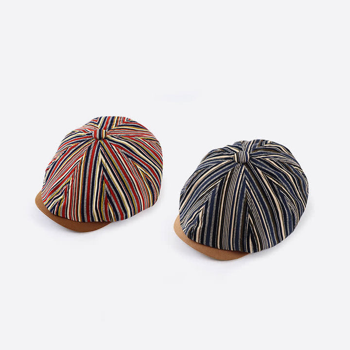 Unique Artist-Inspired Striped Octagonal Beret Hat