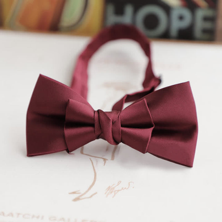 Men's Glossy Double-layer Solid Color Bow Tie