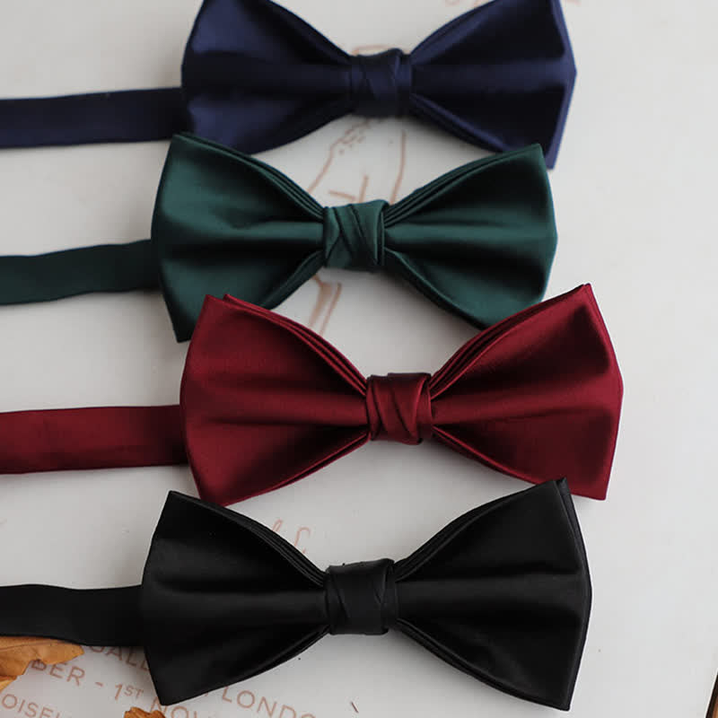 Men's Glossy Double-layer Solid Color Bow Tie